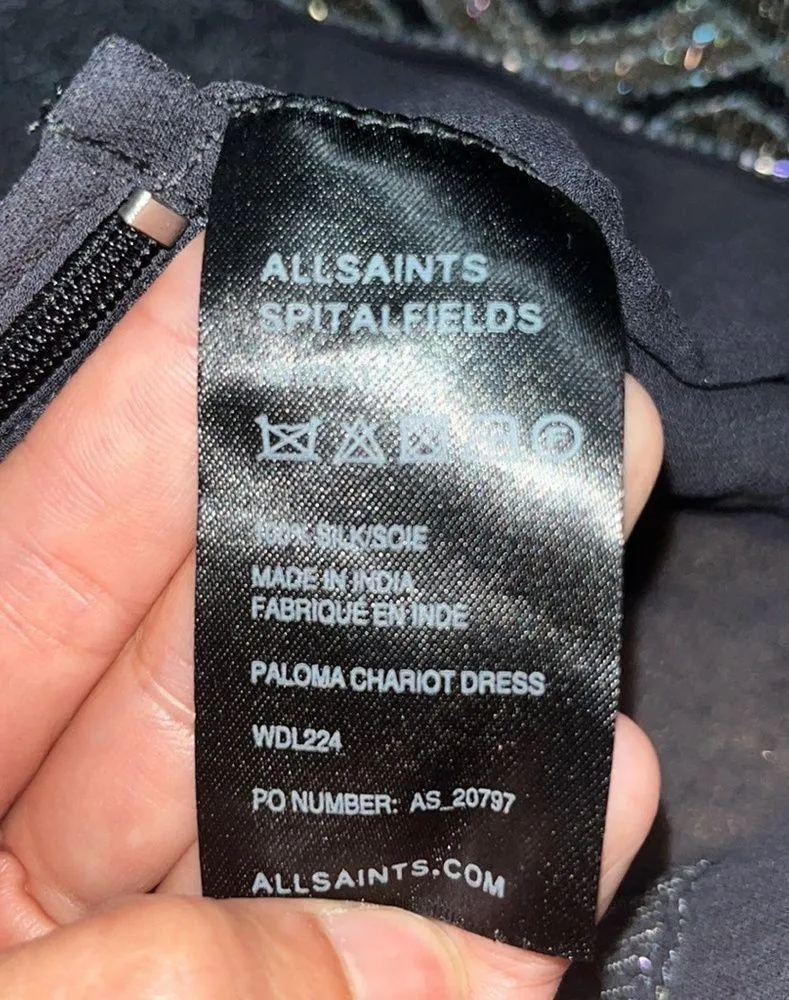 AllSaints Spitalfields Paloma Chariot Beaded Sequin Silk Tunic Dress 6 - Image 15