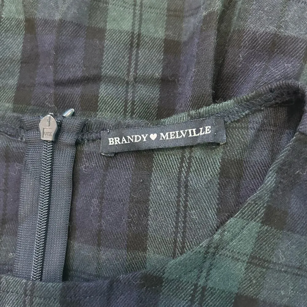 Brandy Melville Navy Blue & Green Plaid Sleeveless Dress Womens Size xs - Image 4