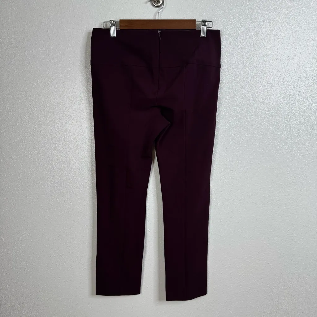 Veronica Beard‎ Burgundy Core Zip Back Scuba Slim Pants Size 8 - Image 3