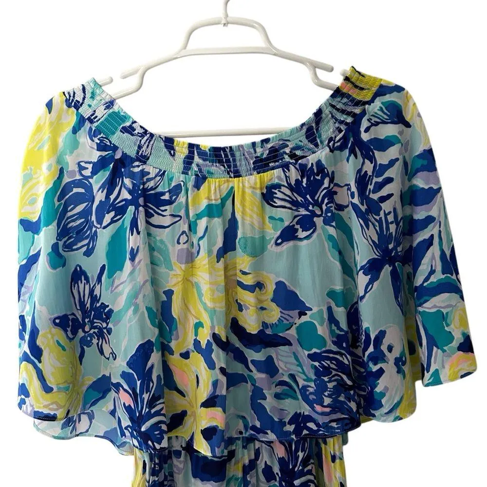 Lilly Pulitzer Shorts Romper Arbelle Off Shoulder Ylang Ylang R14 - Image 2