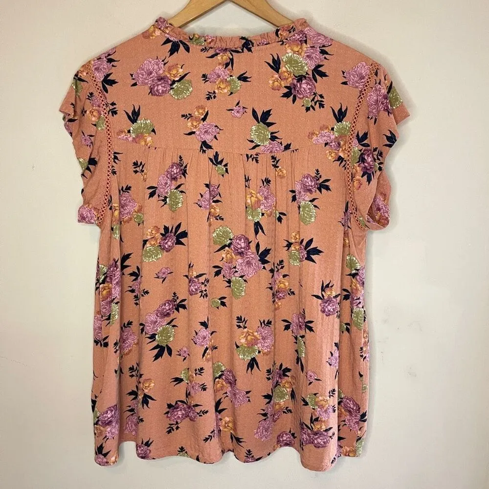 BUFFALO BY DAVID BITTON Floral‎ Boho Flutter Sleeve Top, Large - Image 5