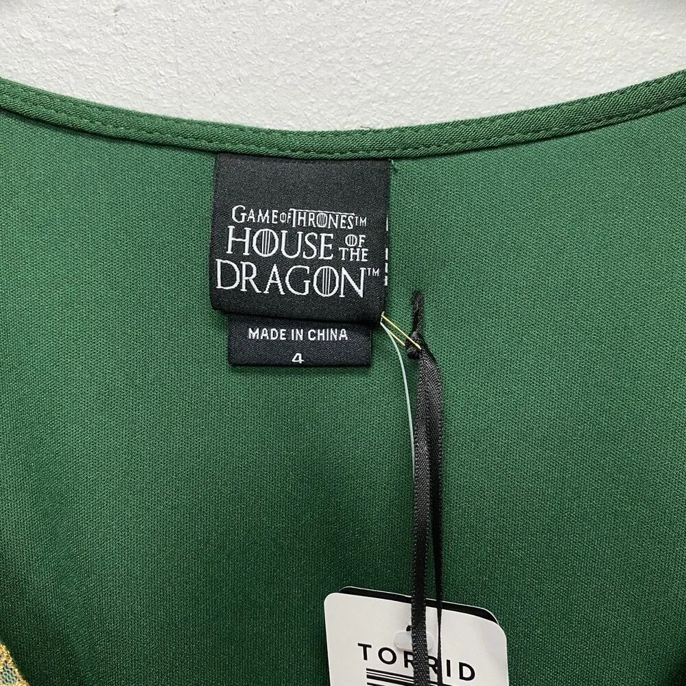 Torrid Game Of Thrones House Of The Dragon Tunic Top Womens 4X 26 Green & Gold - Image 4