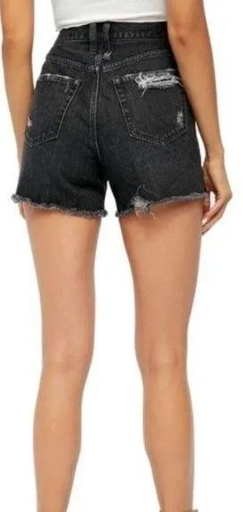 Free People NWT Makai Distressed Cut-Off Shorts in Black - Image 2
