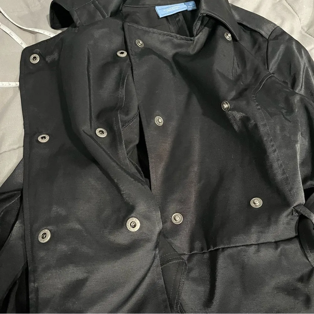 Simply Vera by Vera Wang Black Belted Double Breasted Flare Skirt Trench Coat M - Image 7