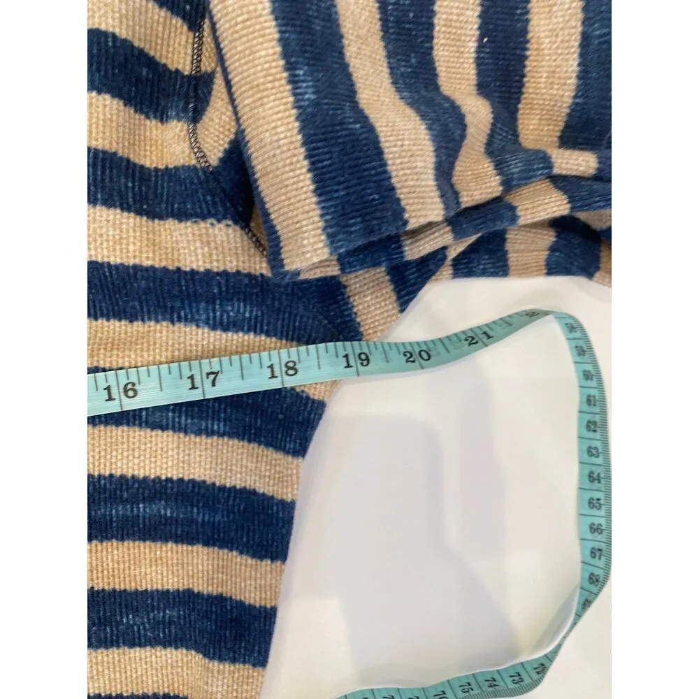 LRL Retro Y2K Striped Thermal Tie Neck Long Sleeve Shirt EUC Sz M Cotton Blue Size M - Image 10