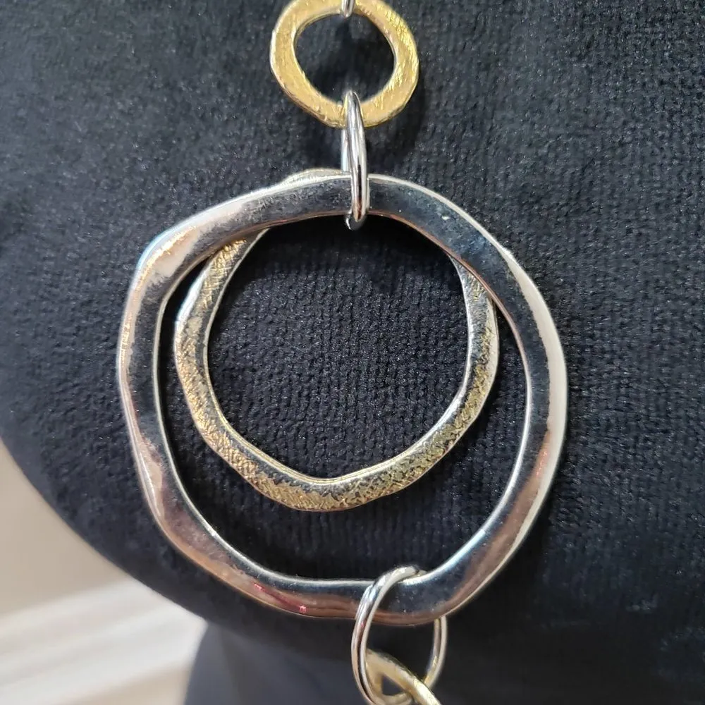 Premier Designs Silver & Gold Tone Open Circle Looped Chain Necklace - Image 4