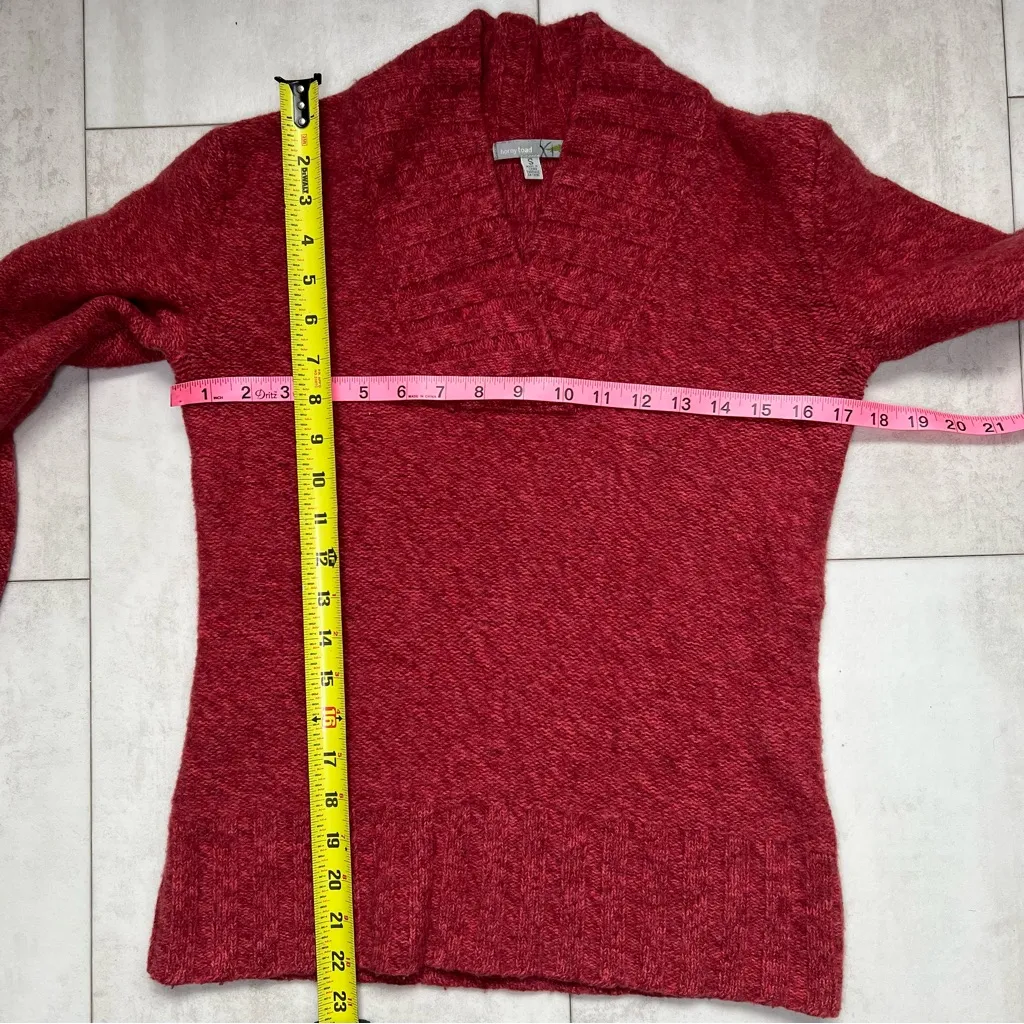 Horny Toad Women's V-Neck WOOL & cashmere Sweater in Rich Red size S - Image 7