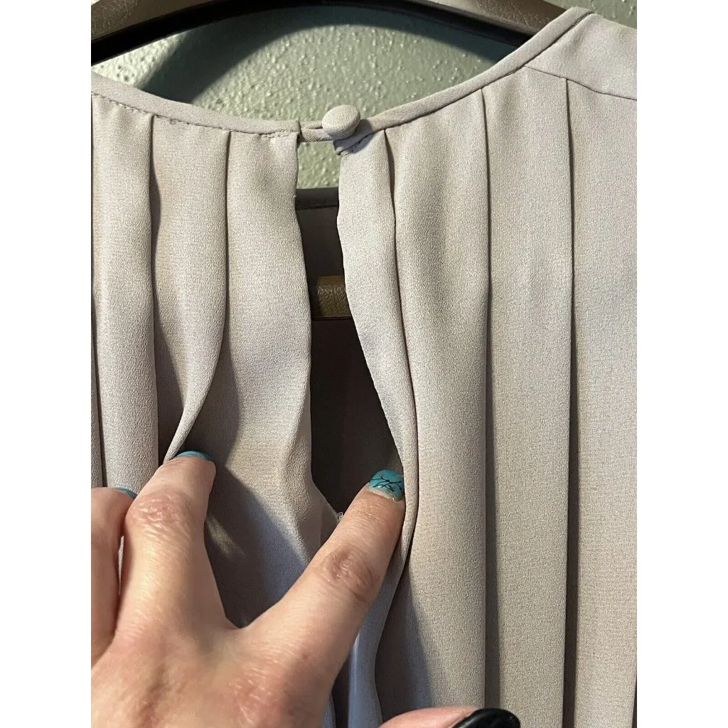 Vtg‎ 1980s Pleated Dress Tan Monica Richards of California Dress Size 10 Classic - Image 7