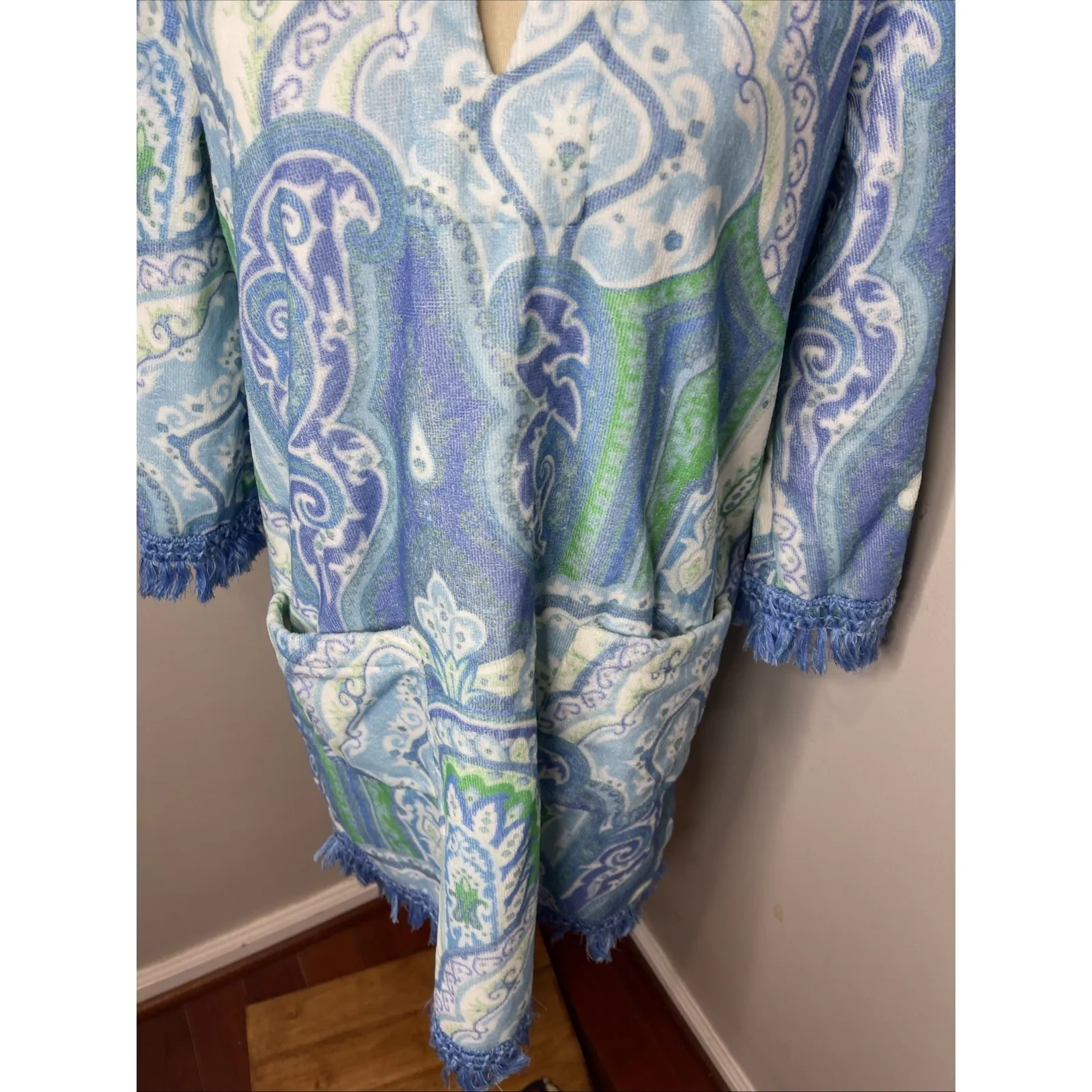 J McLaughlin X Filipa De Abreu Portugal Blue Maya Terry Cloth Dress Large L - Image 8