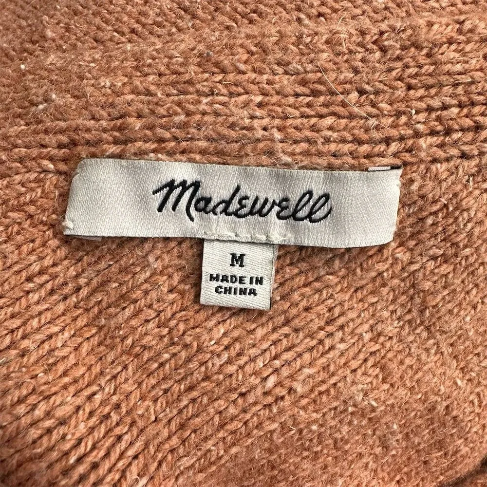 Madewell Women's V-Neck Short Sleeve Peach Knit Top Size M Linen Silk - Image 5