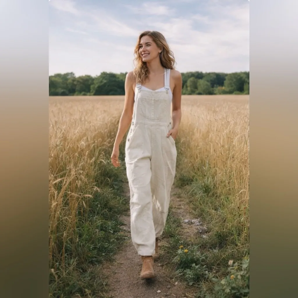 LONDON LONDON 1990s Corduroy Beige Overalls S MINT CONDITION White Size undefined - Image 3