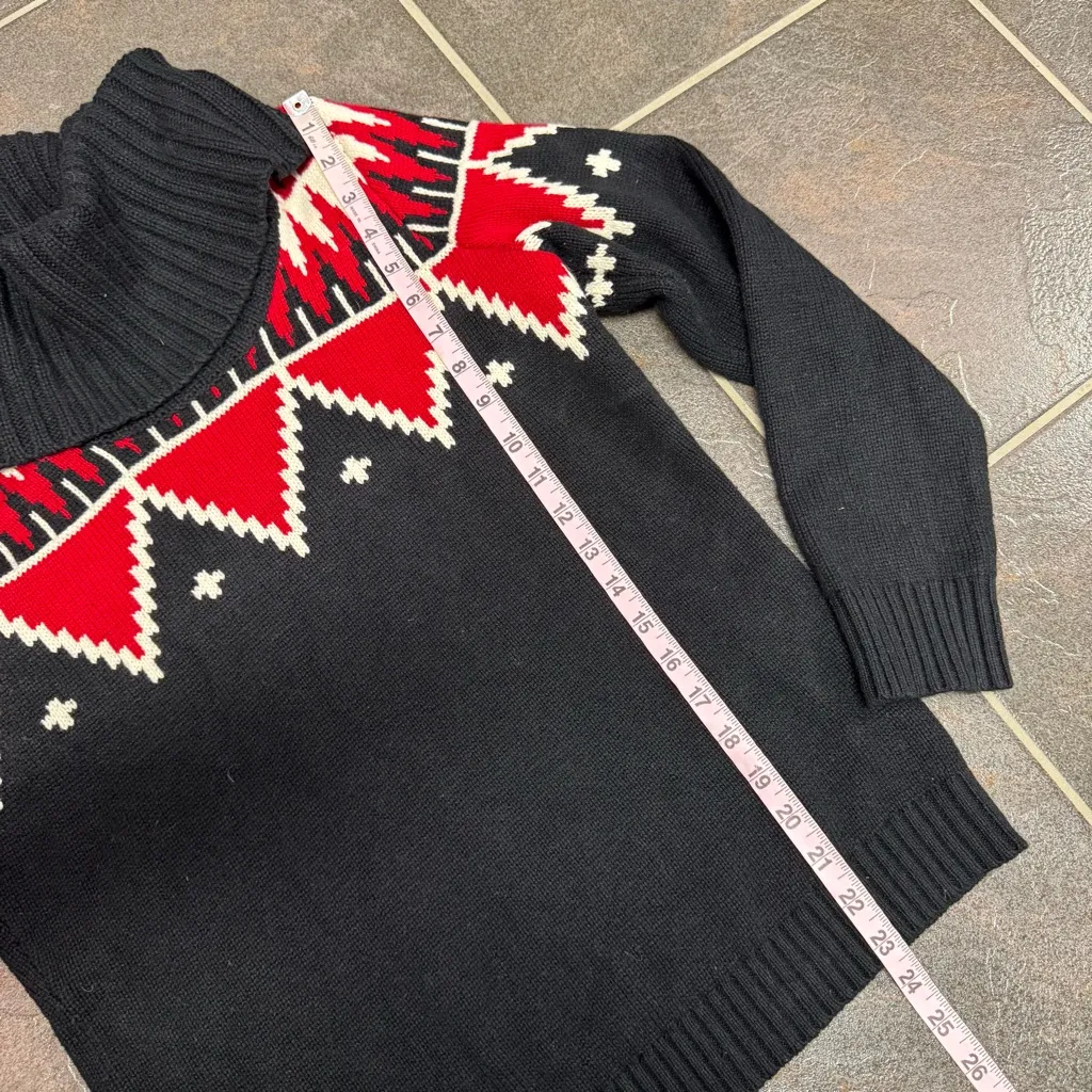 Lauren Ralph Lauren LRL Aztec Western Fair Isle Cowl Sweater Knit Black Medium M - Image 10