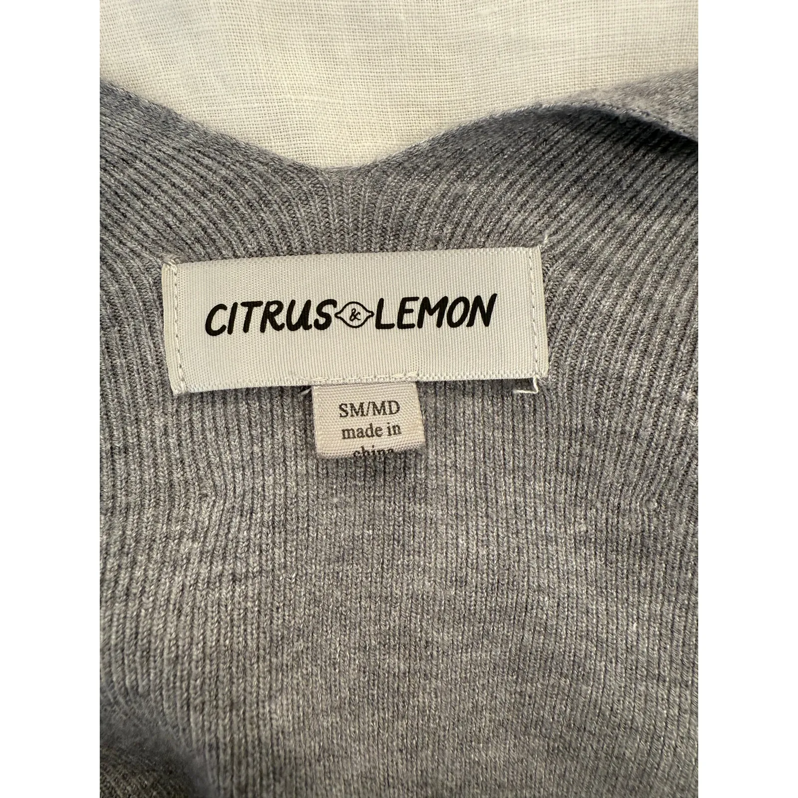 Citrus & Lemon Dolman Sleeve Tie Waist Kimono Cardigan Grey Women's Size Small Gray - Image 5