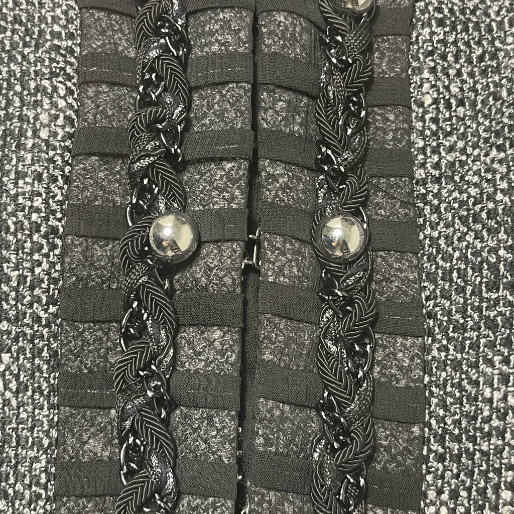 White House Black Market Tweed Blazer with Black Details - Image 11