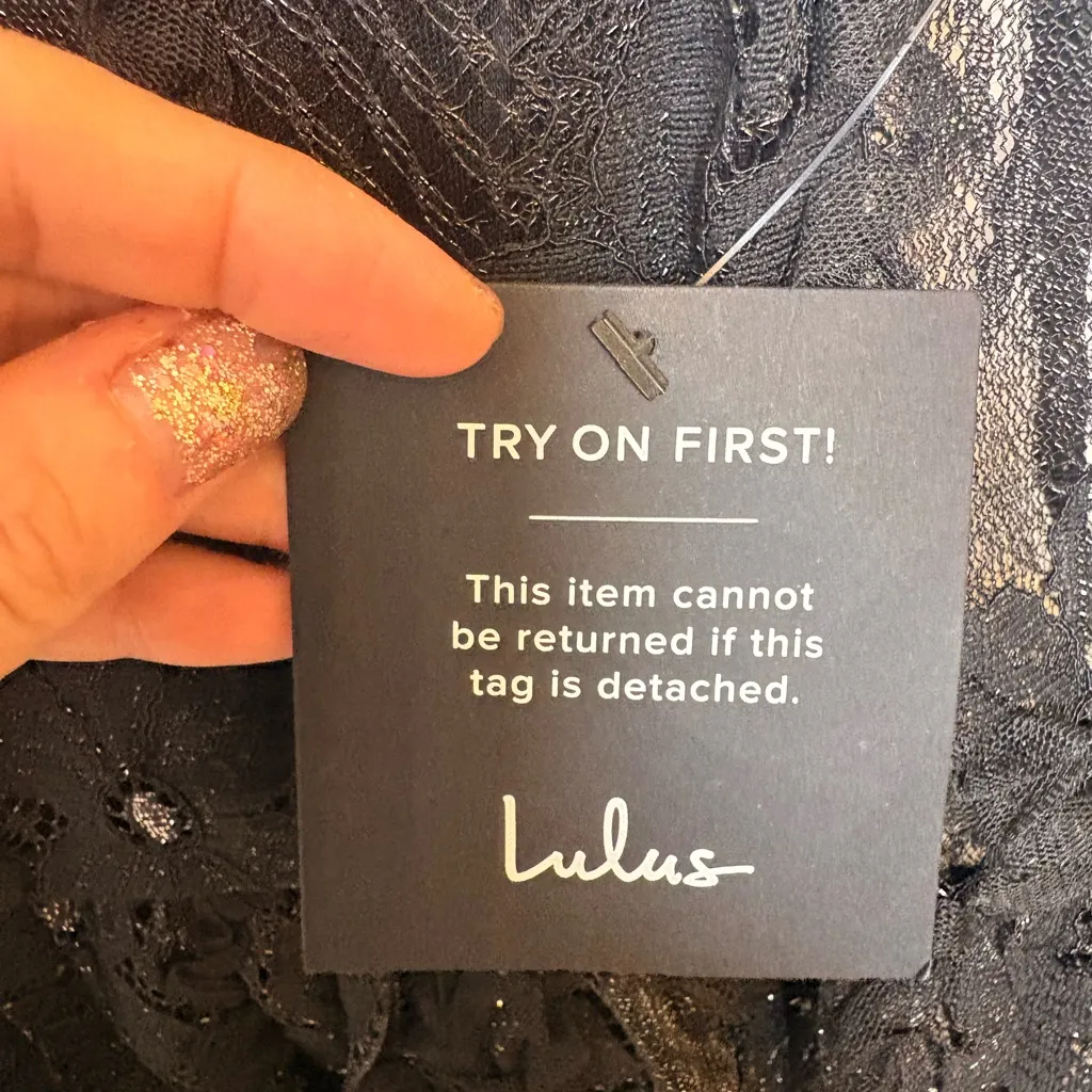 Lulus Darling Era Black Lace Appliqué Ruffled Mini Dress Evening Gothic Small
L - Image 9