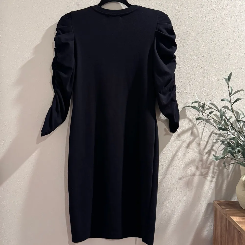 Sundry Anthropologie Black Size 1 Ruched 3/4 Sleeve Mini T-Shirt Dress Casual - Image 2