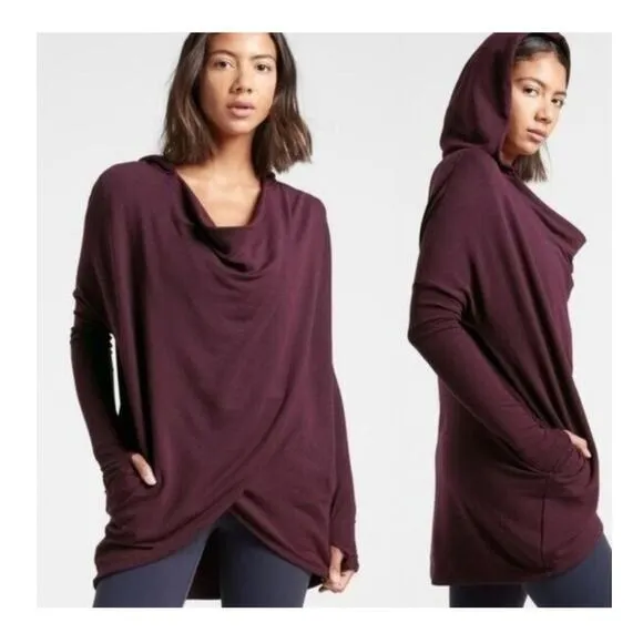 Athleta Purana Plum Hooded Sweatshirt Size Small - Image 2