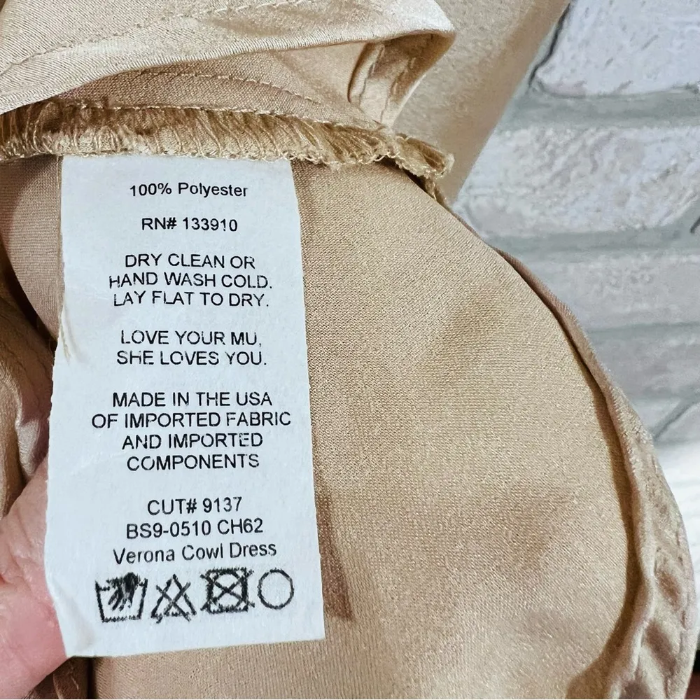 Show Me Your MuMu Verona Cowl Neck Slip Dress in Champagne Luxe Satin Size S - Image 10