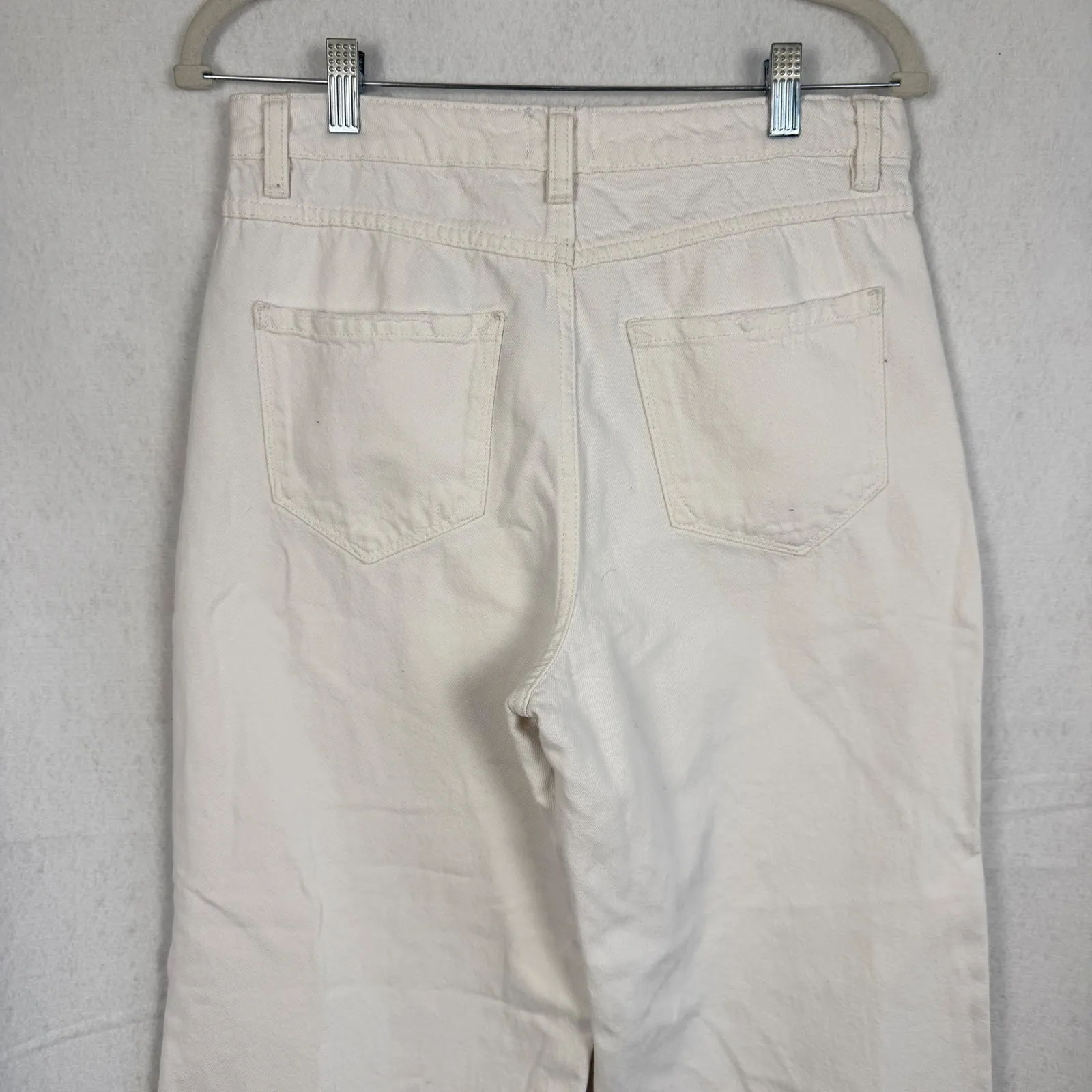 The Wide Leg White Denim Cropped Raw Hem Split Ankle Petite Friendly Size 6/28 - Image 8