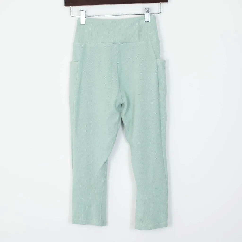 Gymshark Womens Poise Ribbed Cropped Leggings Pockets Green Size Small‎ Athletic - Image 4