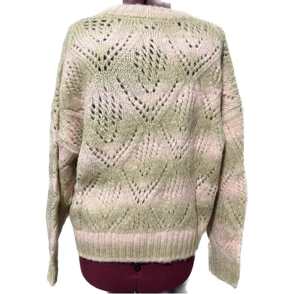 SANCTUARY Pointelle Sweater Mock Neck Pullover Pink Moonlight Multi NWT Large - Image 8