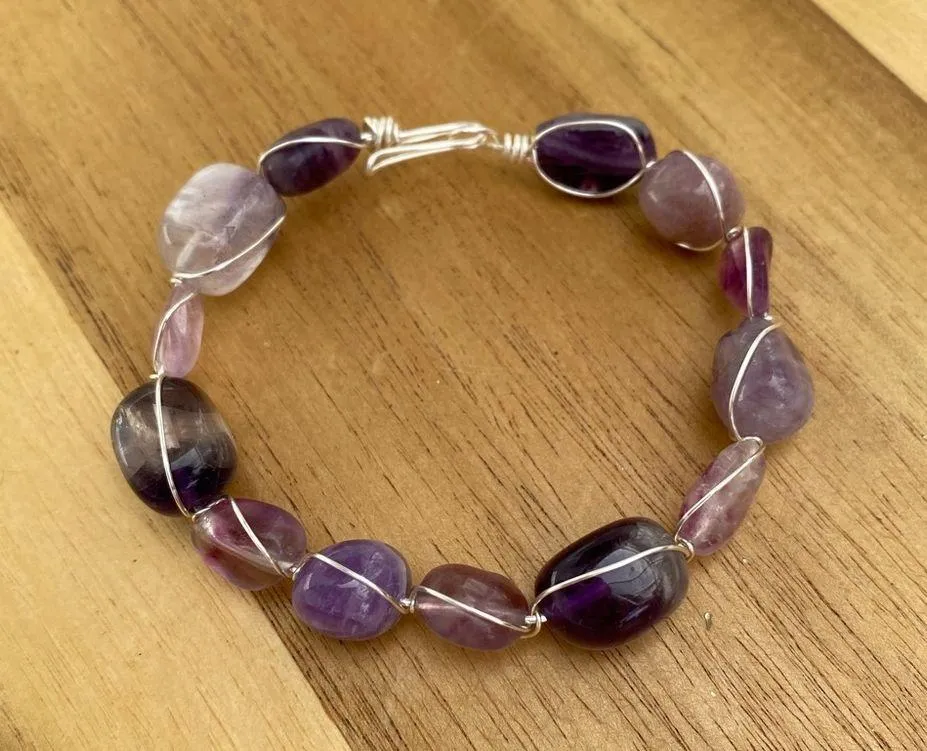 Handcrafted Amethyst and Fluorite Wire Wrapped Set - Image 13