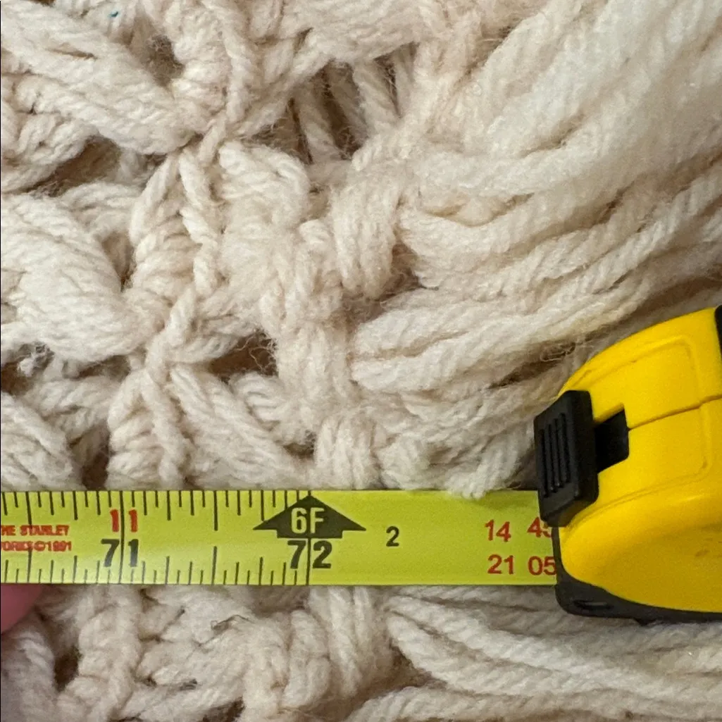 Vintage Oversized Crochet Scarf with Fringe - Image 5