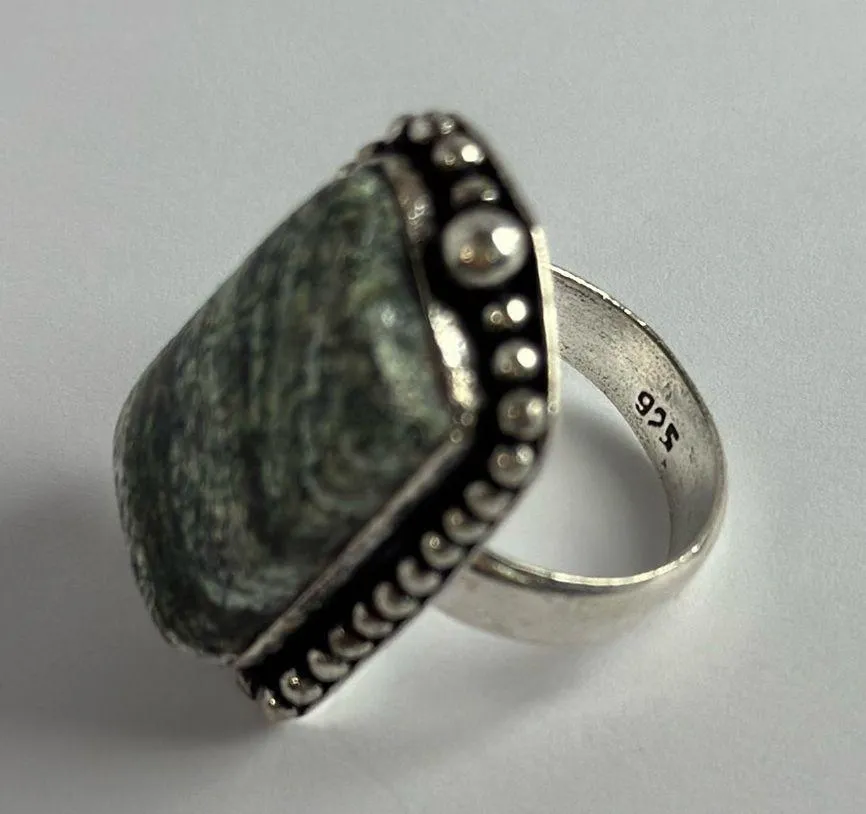 GREEN Swiss Opal Genuine Stone 925 Sterling Silver Ring Size 6 - Image 6