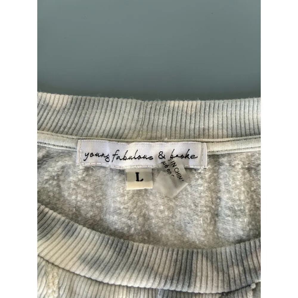 Young Fabulous & Broke womens sweatshirt size L grey tie dye oversized soft - Image 5