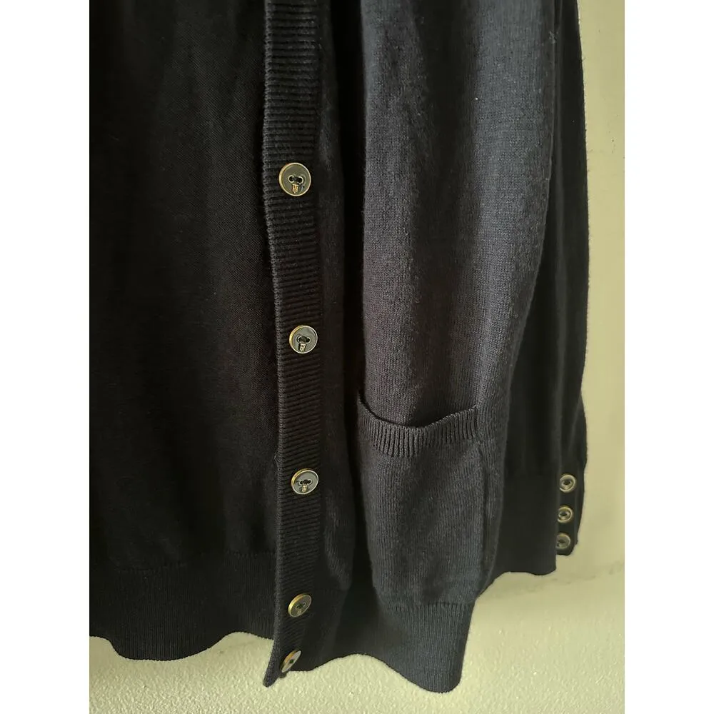 Tommy Hilfiger Sweater Women's Medium Navy Blue Cardigan Academia Country Club - Image 3