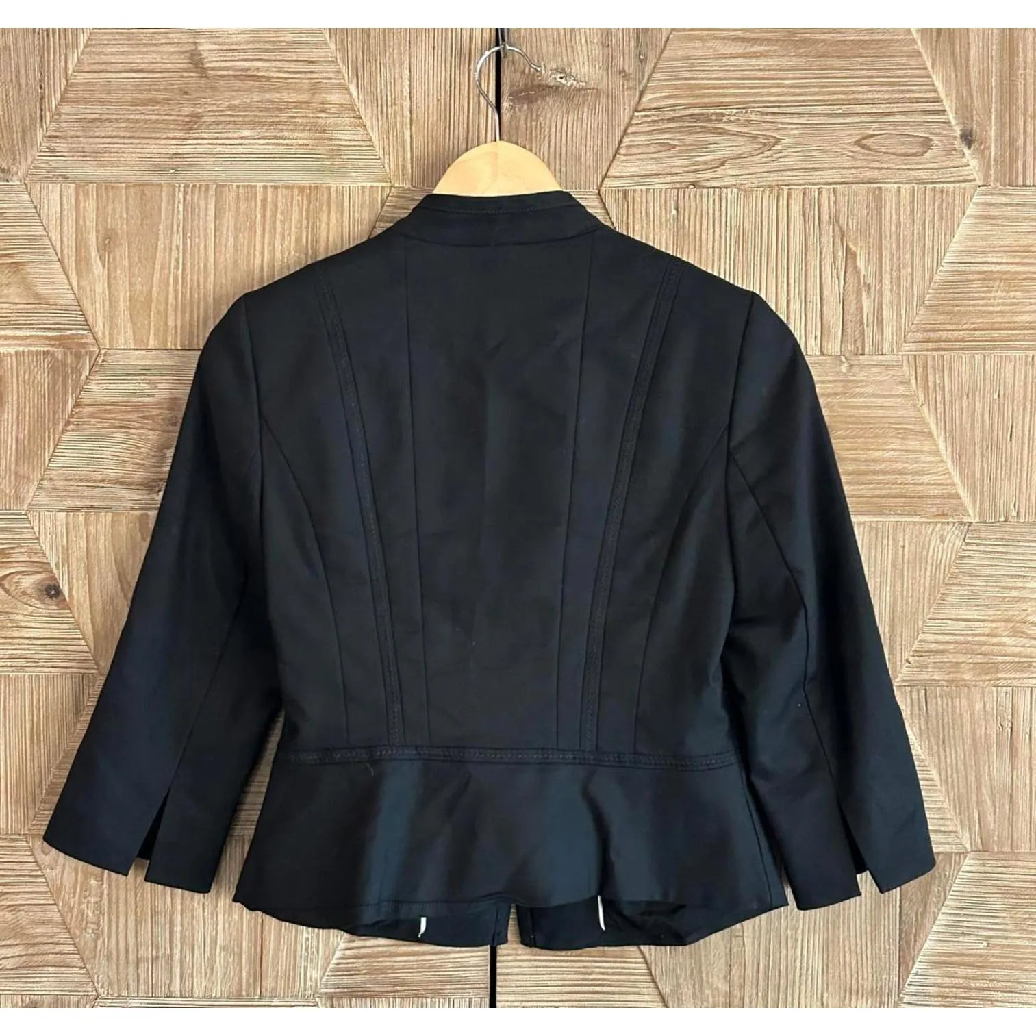 White House Black Market Women's Black Ruffle Trim Blazer Size 4 - Image 5