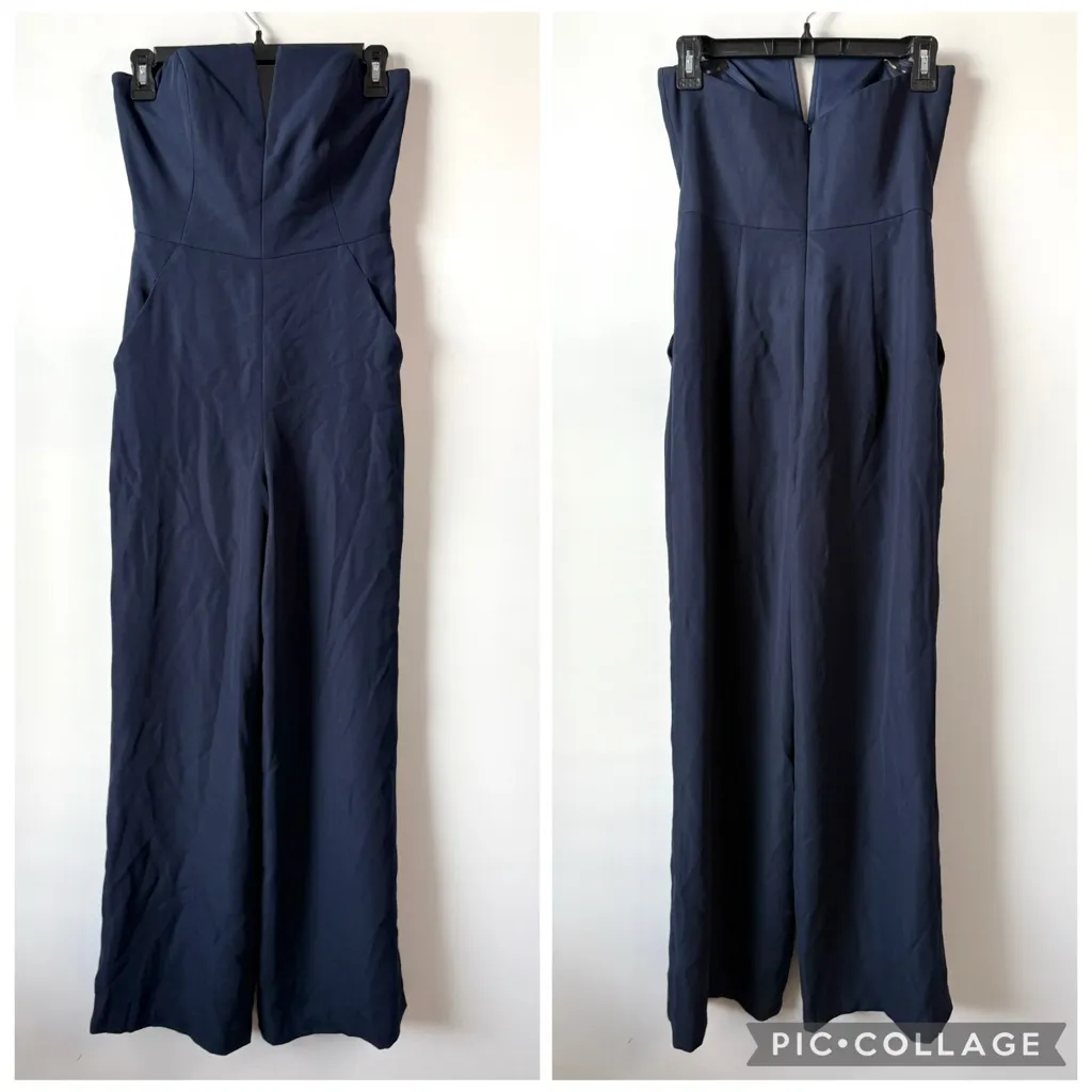 Dessy Collection 3066 Strapless Crepe Jumpsuit Navy Blue 0 - Image 4