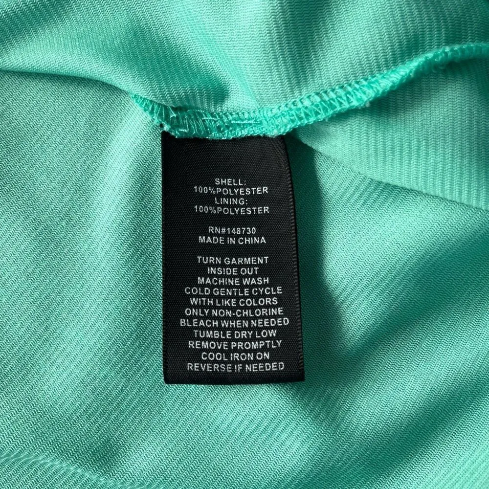 ECI NY Paisley Chiffon High‎ Slit Maxi Dress Teal Aqua 8 Boho 70s Ethereal Chic - Image 6