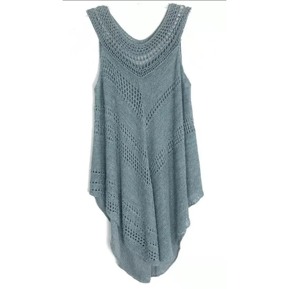 Free People Rhiannon Open Knit Crochet Sleeveless Sweater Tunic Top Linen Small - Image 6