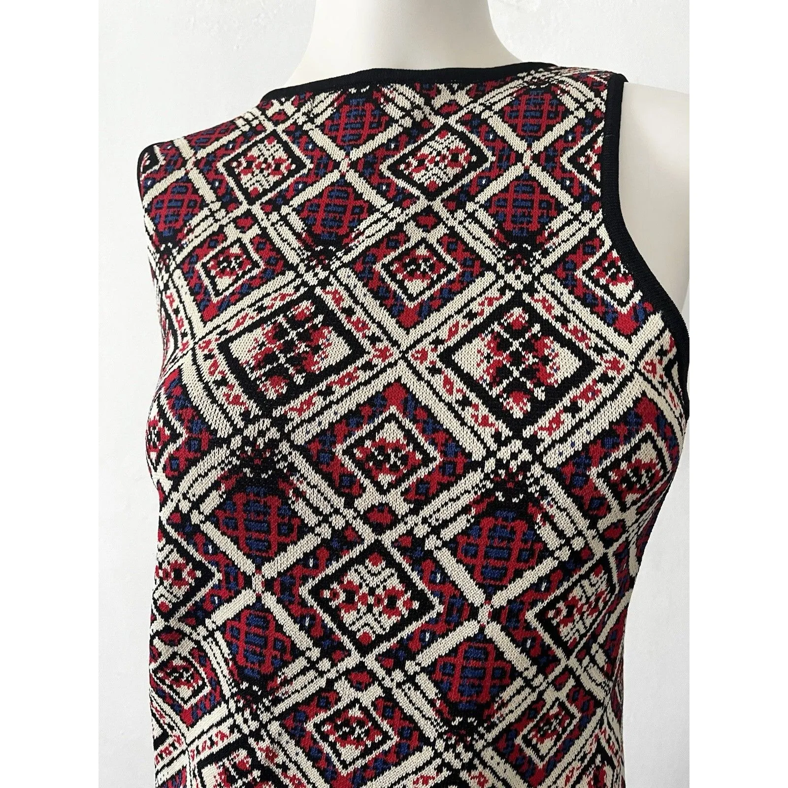 Womens Geometric Mini Dress M Sleeveless Boho Western Native Aztec Ranch bodycon Size M - Image 6