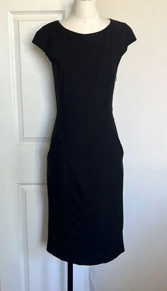 Theory Cap Sleeve A-Line Black Dress - Image 2