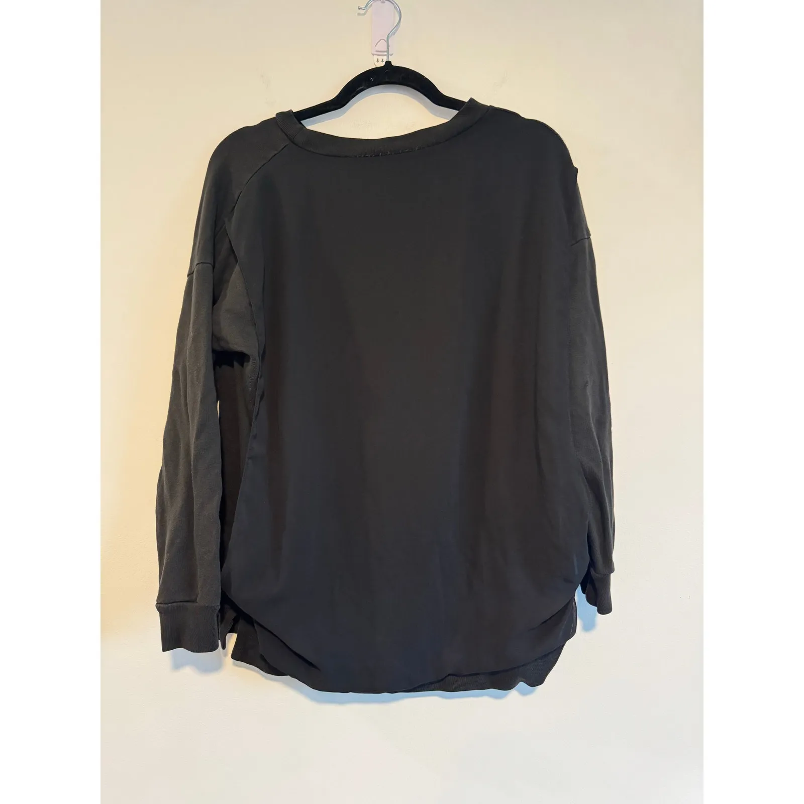 AllSaints Black Crewneck Sweatshirt With Sheer Overlay Women’s Size 6 - Image 2