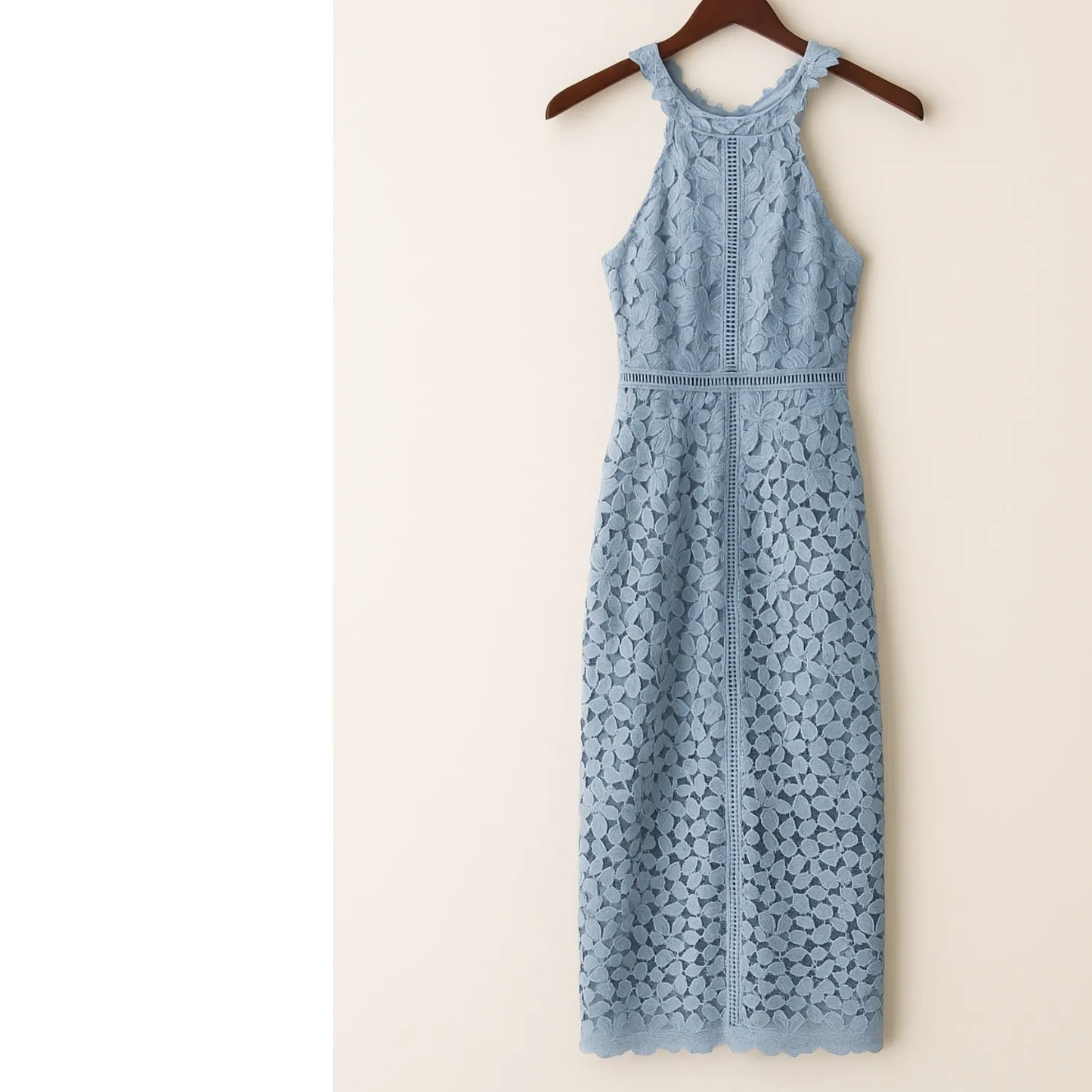 Bardot Dusty Blue Lace Halter Neck Midi Dress‎ Size S Occasion Cocktail Party - Image 2