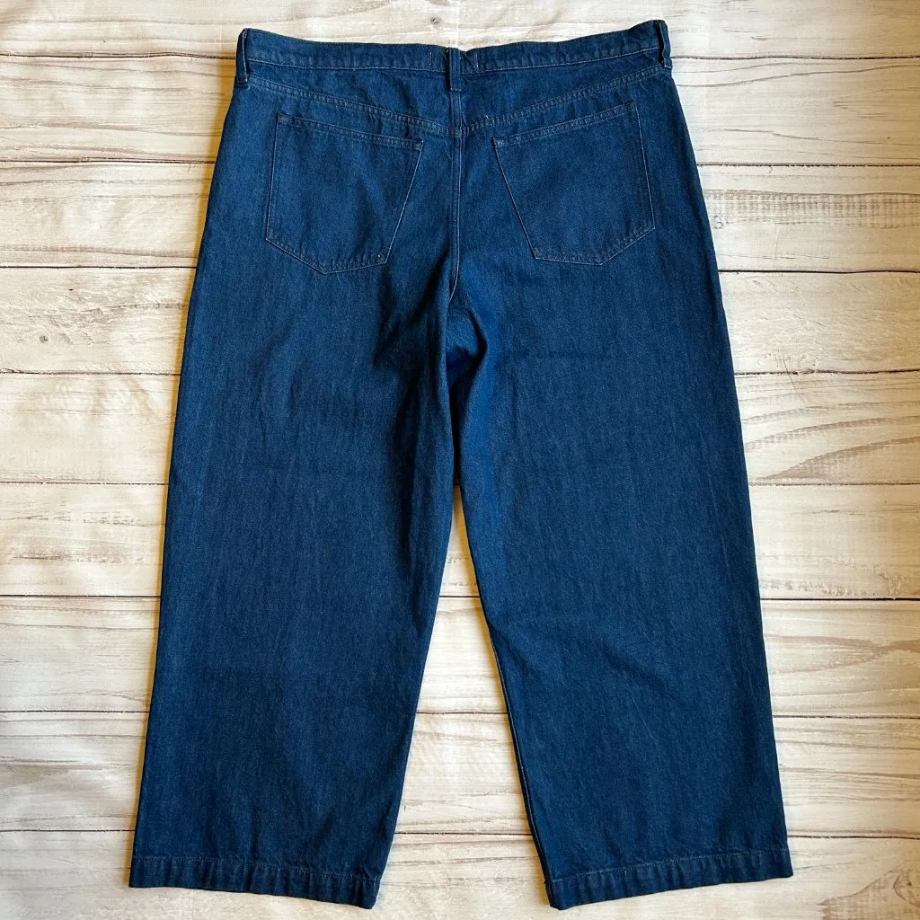 Abercrombie & Fitch Dark Wash Wide Leg Mid Rise Denim Jeans Size 18S NWT - Image 10