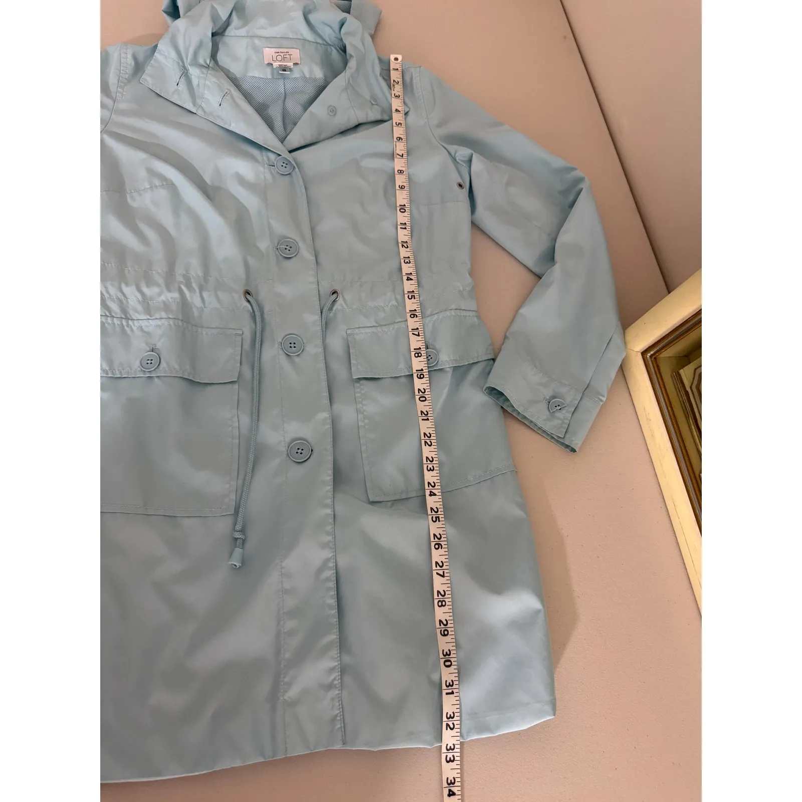 Vintage 90s y2k Women's powder light blue raincoat jacket trench XS outdoors - Image 4