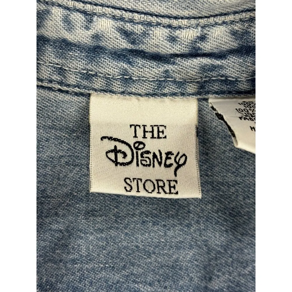 Vtg The Disney Store Mickey Mouse Denim Sleeveless Button - Image 4