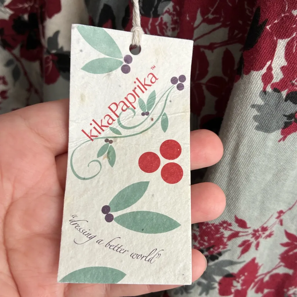 🆕Kika Paprika Y2K Floral Wrap Tank Top - Gray and Red M🆕 - Image 8