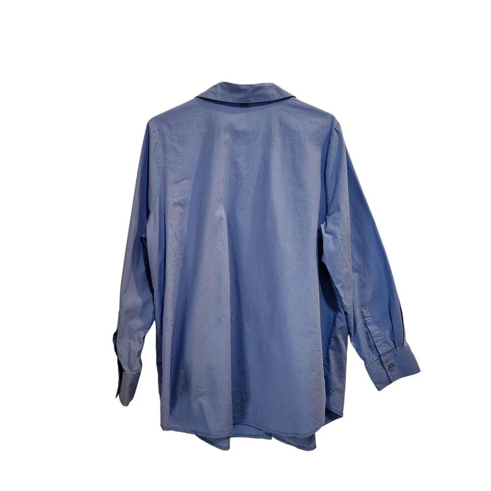 Woman Within Long Sleeve Button Up Shirt Classic Casual Blue Size 18/20 2XL - Image 2