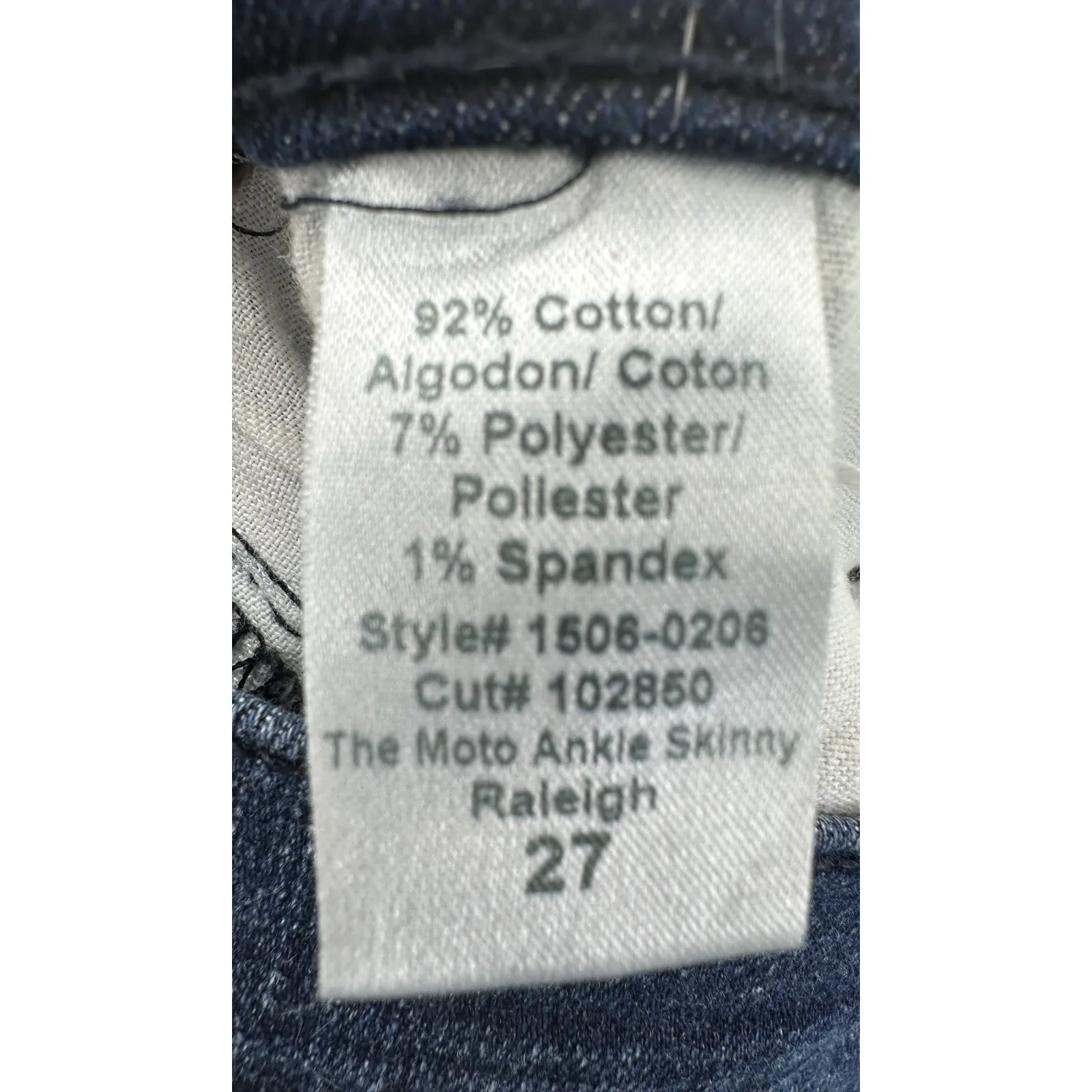 Current/Elliott Moto Ankle Skinny Jeans Raleigh Dark Wash Size 27 - Image 6