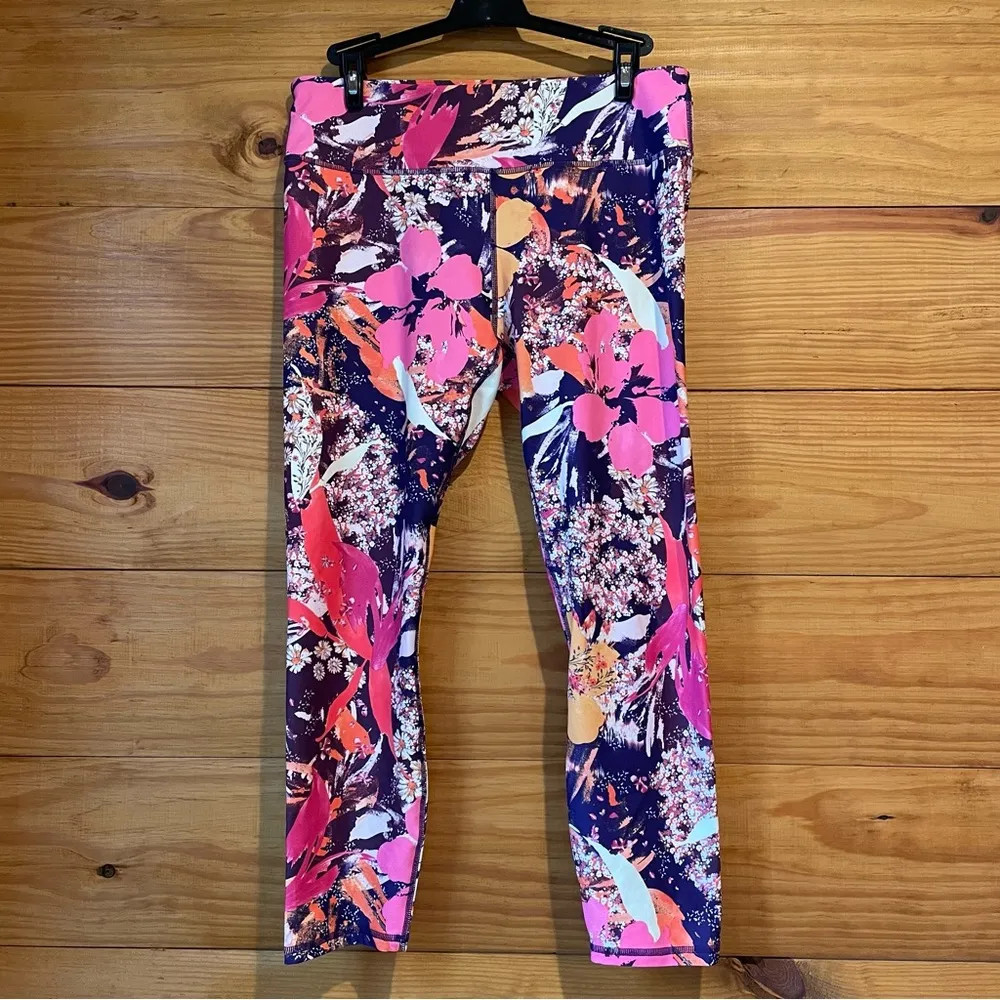 Fabletics Floral Print Define Powerhold Mid Rise Activewear Workout Leggings - Image 3