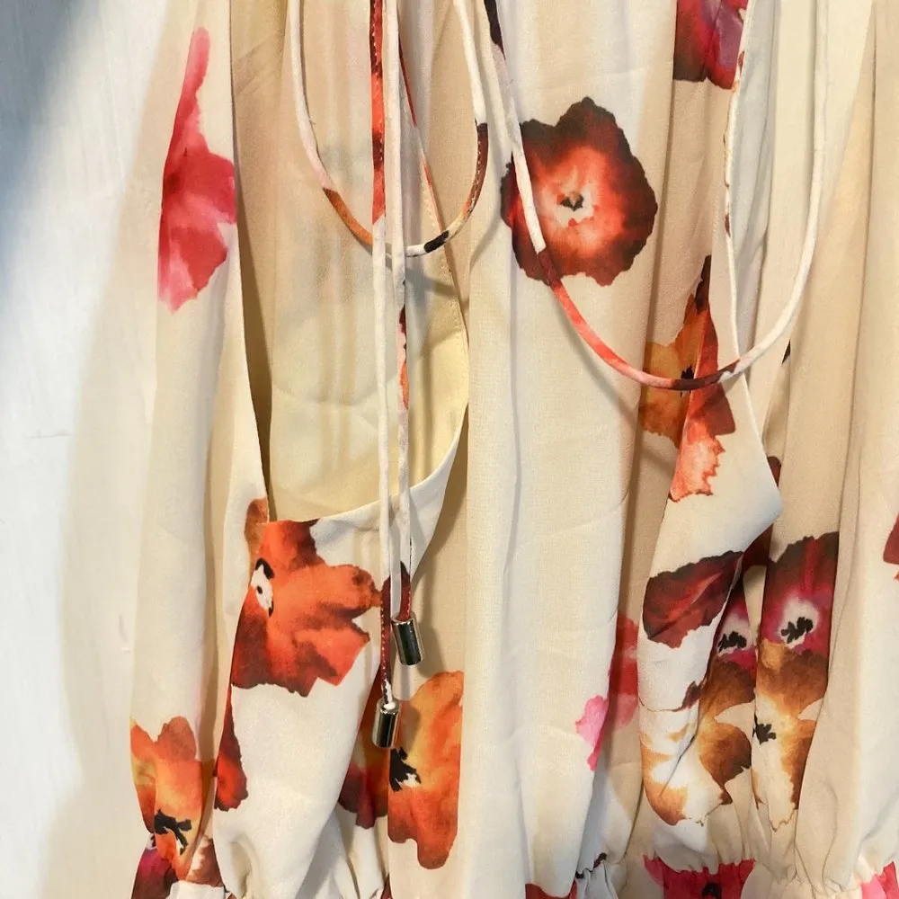 Haute Hippie women's S small lightweight flower print HARMONY wrap tie up dress - Image 4