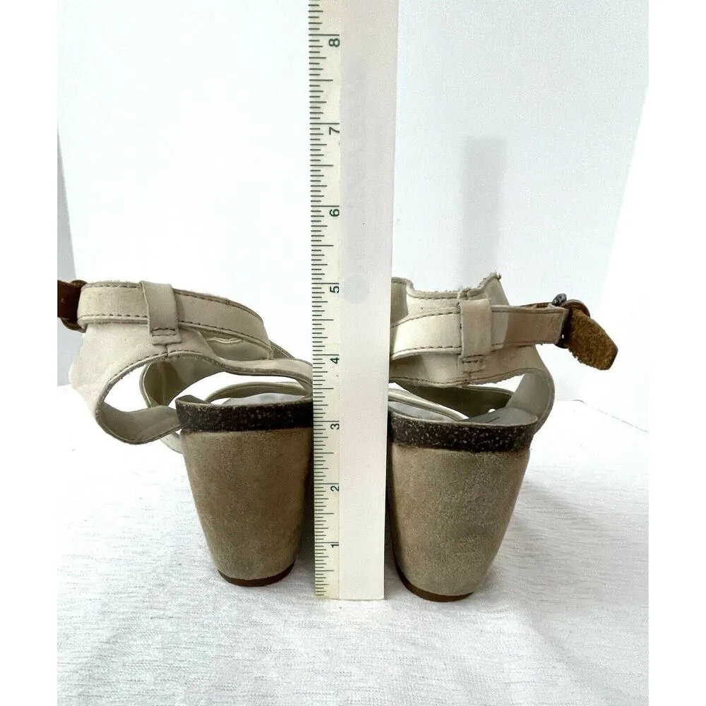 OTBT Freedom White Beige Leather Strappy Wedge Sandals Womens Size 8.5 Flaw - Image 5