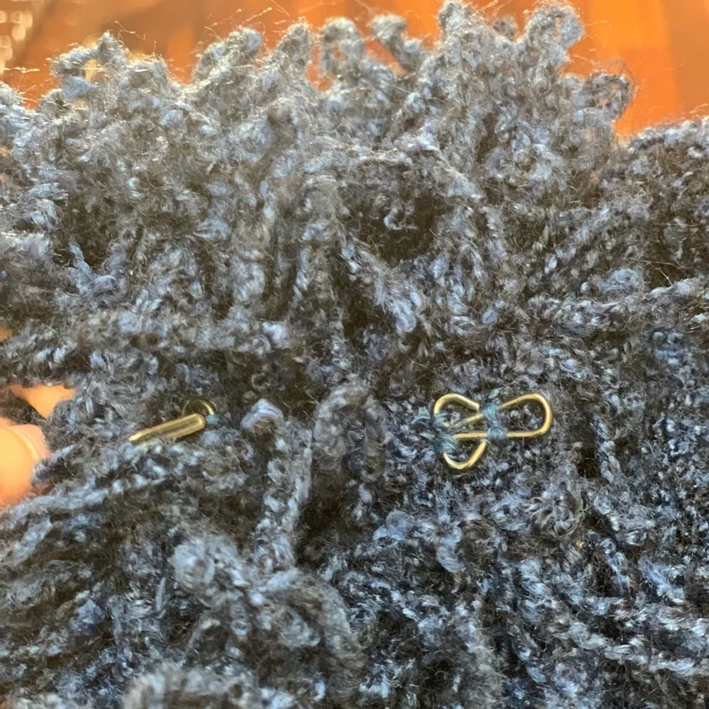 Knee Length Shrug Frayed Sweater Blue Small - Image 8