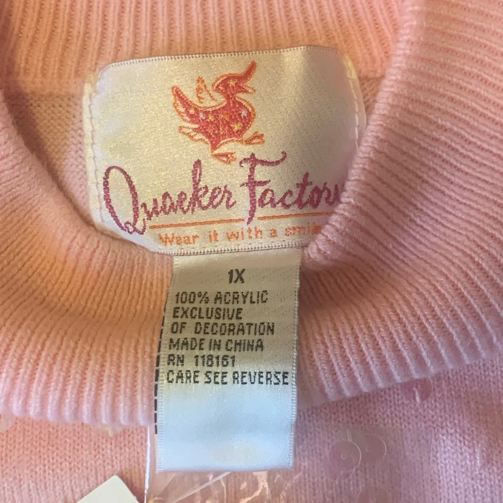 Quacker Factory NWT Sweater Light Pink Iridescent Sequins Mock Turtleneck Soft - Image 2