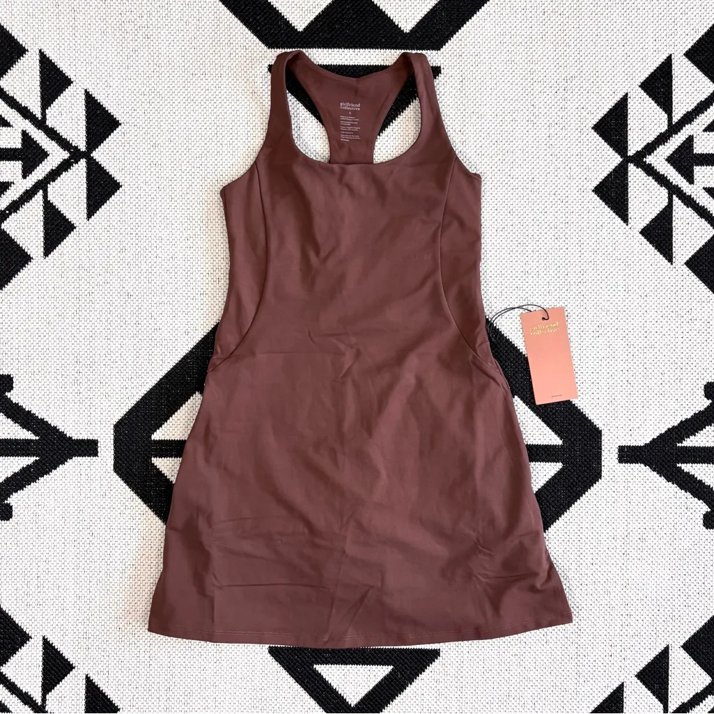 Girlfriend Collective Paloma Racerback Dress in Earth Brown - Image 6